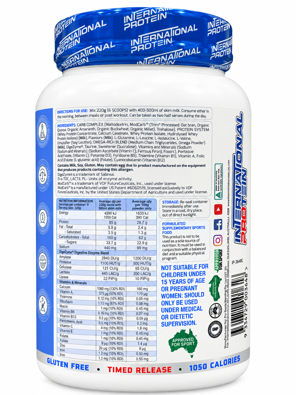 International Protein Heavy Weight Mass Gainer – Strawberry Vanilla Ice Cream 2kg – 9 Serves
