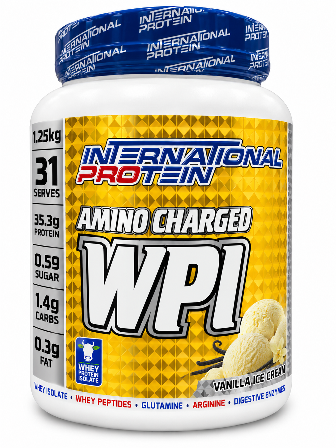 International Protein Amino Charged WPI – Vanilla Ice Cream 1.25kg – 31 Serves