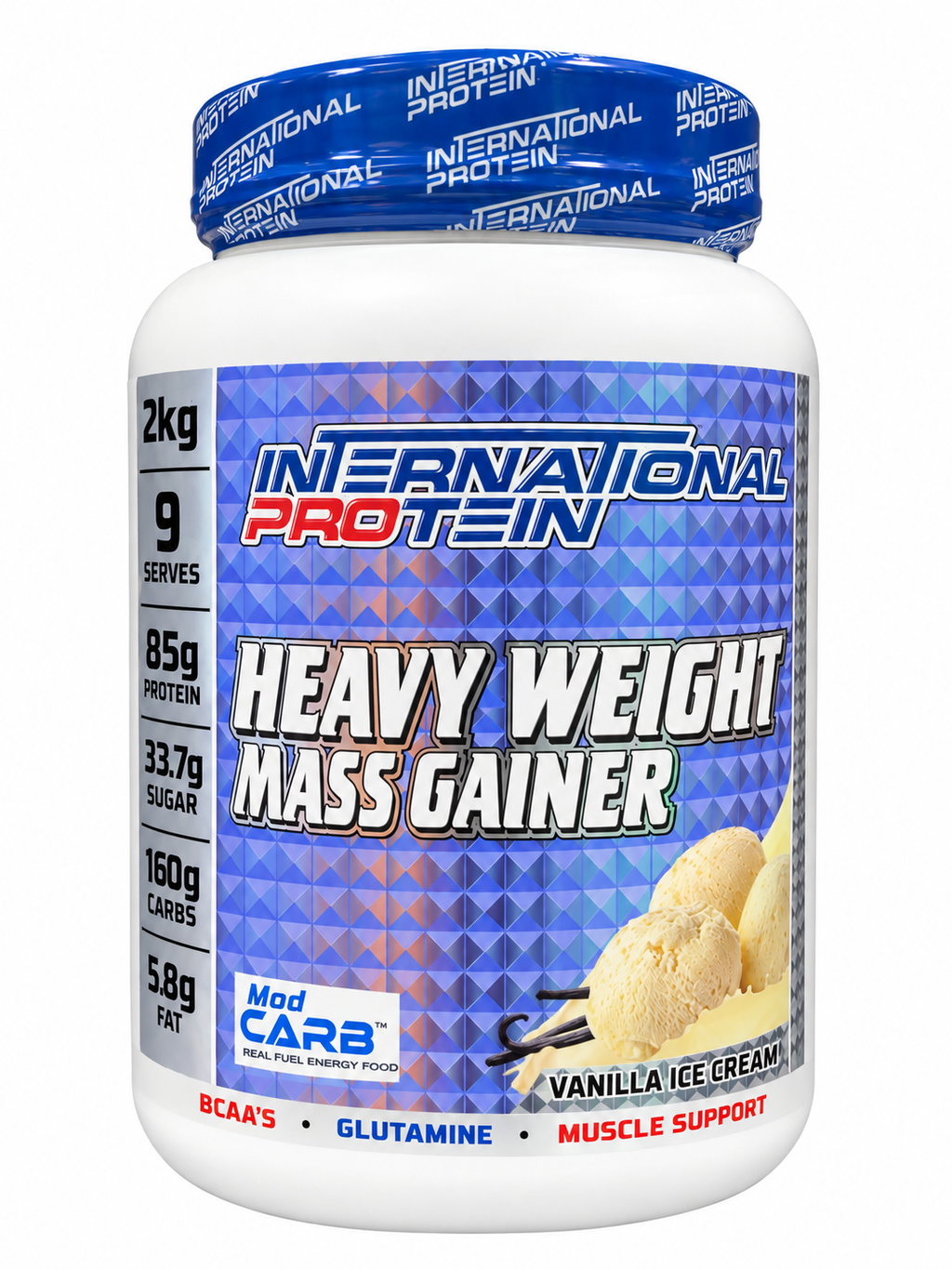 International Protein Heavy Weight Mass Gainer – Vanilla Ice Cream 2kg – 9 Serves
