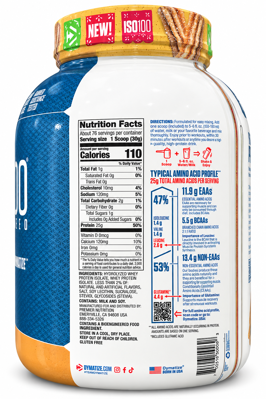 Dymatize ISO100 Hydrolyzed Whey Protein Cinnamon Bun 5lb