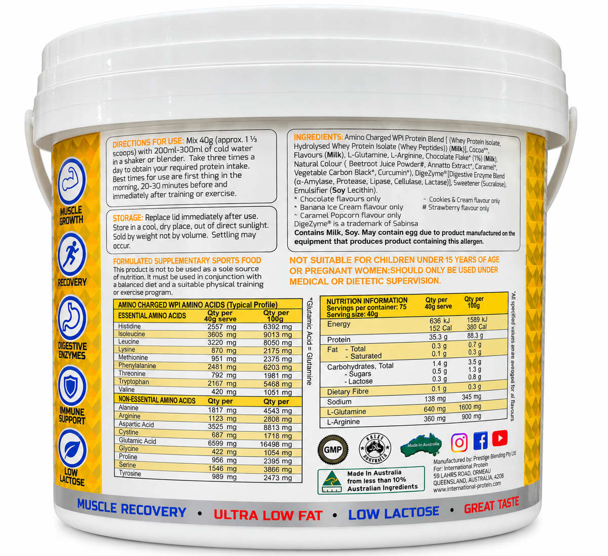 International Protein Amino Charged WPI Multi Flavour Pack – 3kg | 32.89g Protein | 75 Servings