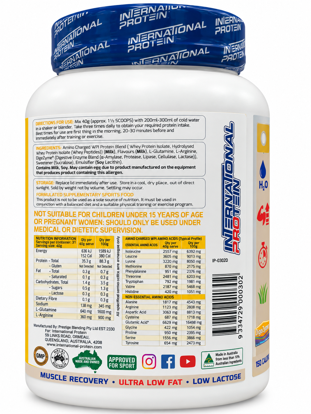 International Protein Amino Charged WPI – Banana Ice Cream 1.25kg – 31 Serves