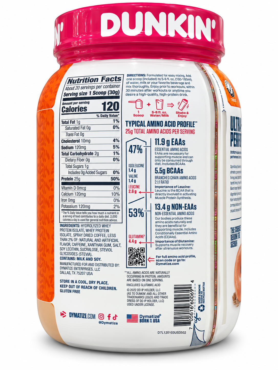 Dymatize ISO100 Hydrolyzed Whey Protein – Dunkin’ Glazed Donut – 20 Servings