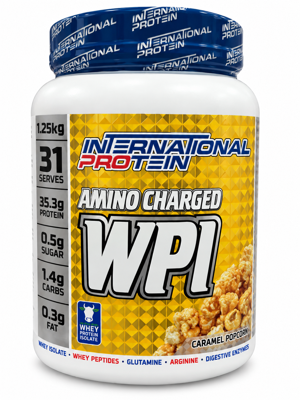International Protein Amino Charged WPI – Caramel Popcorn 1.25kg – 31 Serves