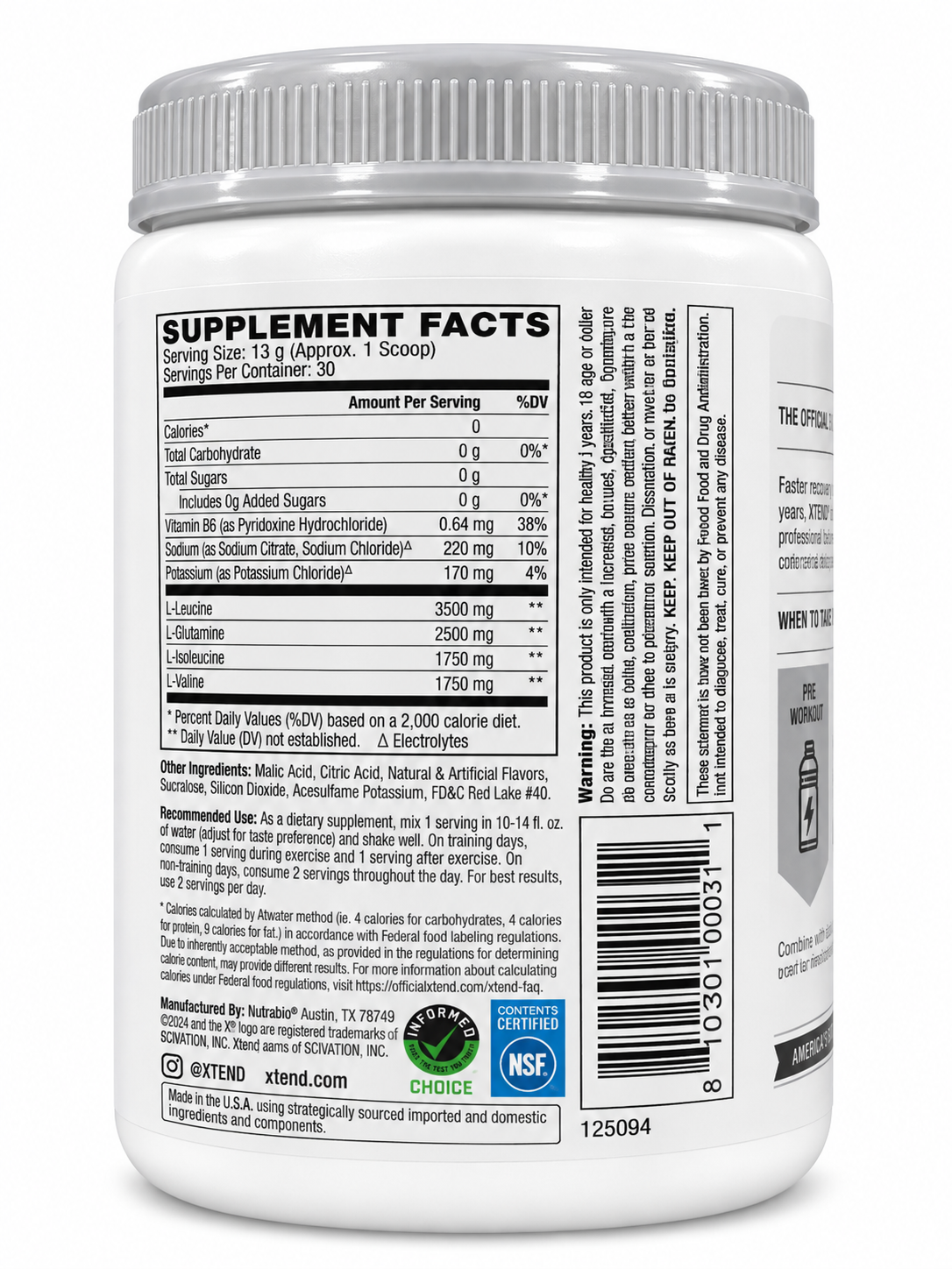 XTEND Original 7g BCAA – Strawberry Kiwi Splash – 30 Servings