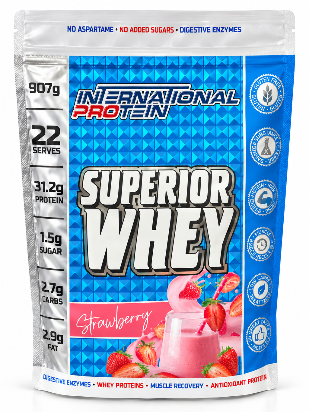 International Protein Superior Whey – Strawberry – 907g (22 Serves)
