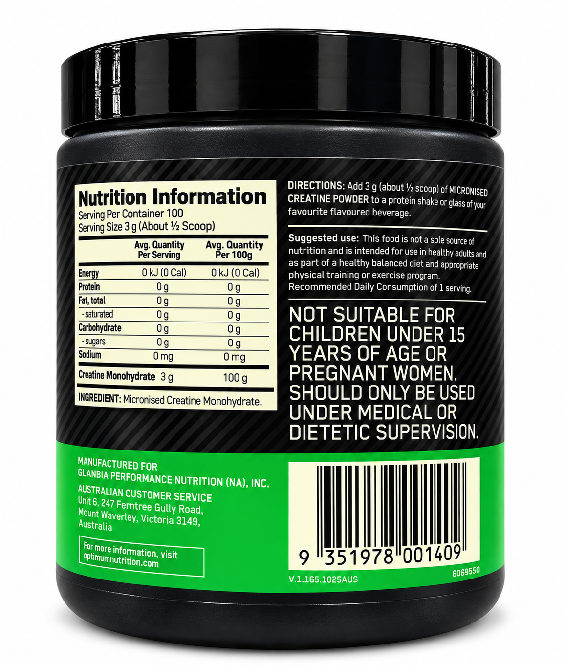 Optimum Nutrition Micronised Creatine Powder – Unflavoured