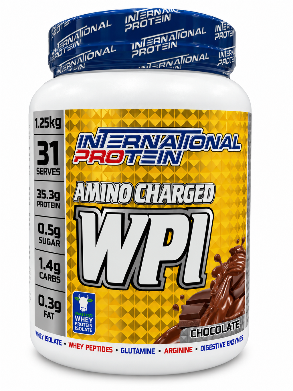 International Protein Amino Charged WPI – Chocolate 1.25kg – 31 Serves