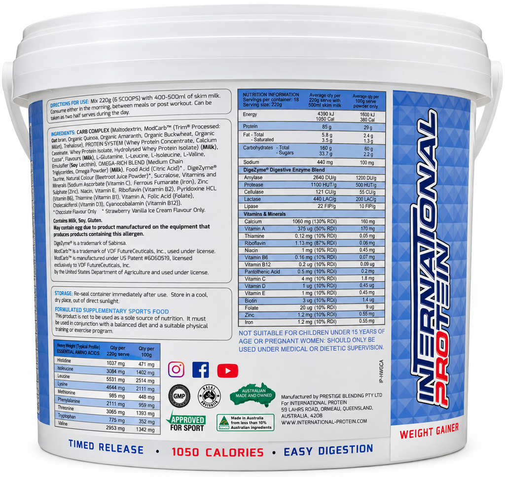 International Protein Heavy Weight Mass Gainer – Vanilla Cream – 4kg
