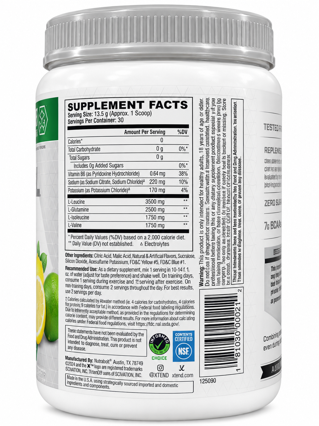 XTEND Original 7g BCAA – Lemon-Lime Squeeze – 30 Servings