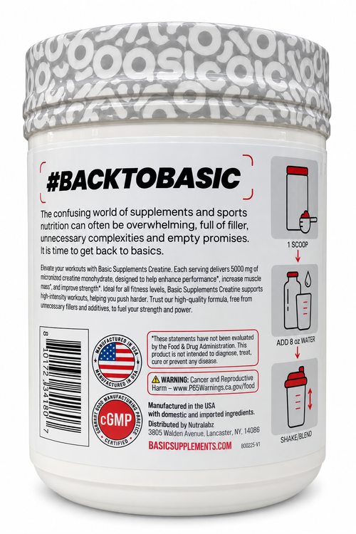 Basic Supplements Creatine 5000mg – Micronized Creatine Monohydrate