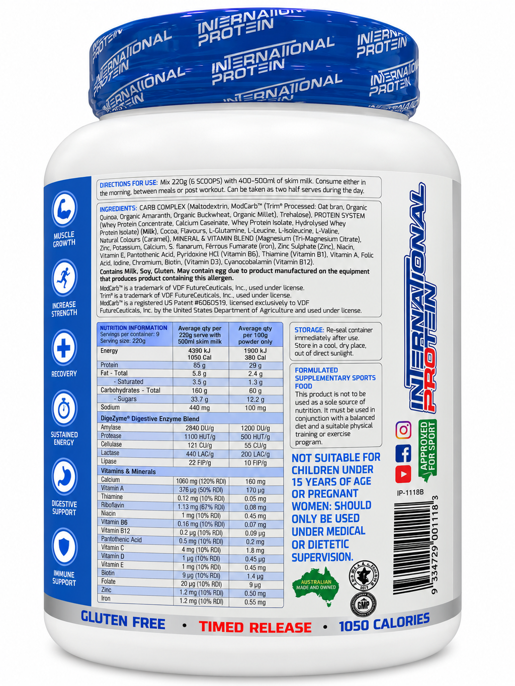International Protein Heavy Weight Mass Gainer – Chocolate 2kg – 9 Serves