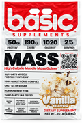 Basic Supplements MASS Vanilla – High Calorie Muscle Mass Gainer | 50g Protein | 25 Servings