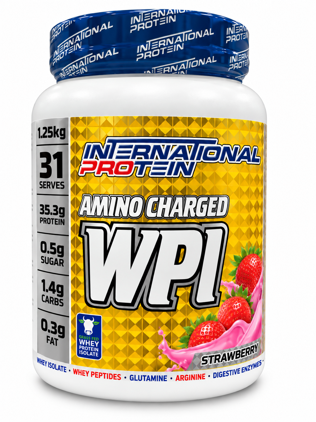 International Protein Amino Charged WPI – Strawberry 1.25kg – 31 Serves