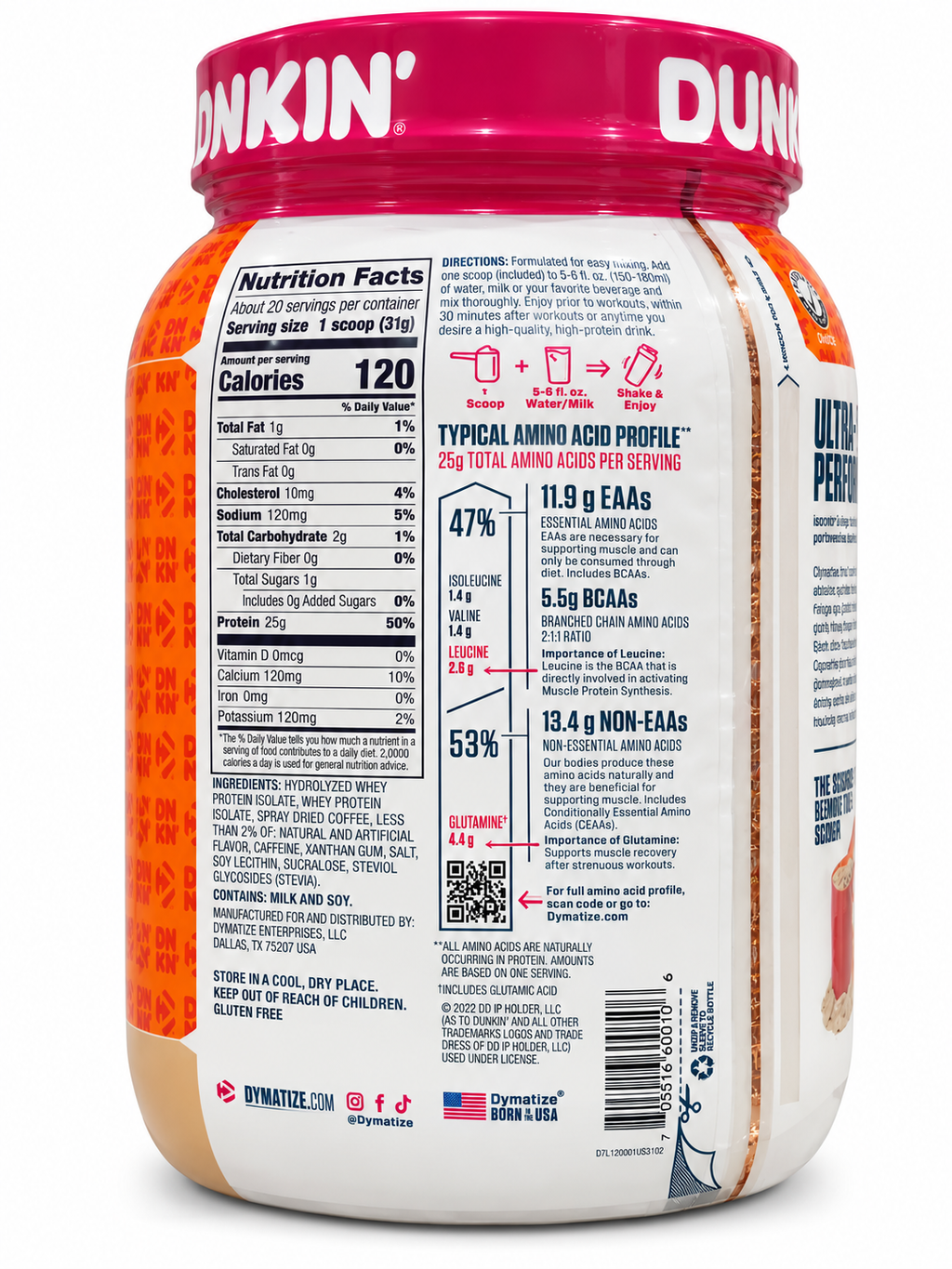 Dymatize ISO100 Hydrolyzed Protein Dunkin’ Cappuccino – 20 Servings