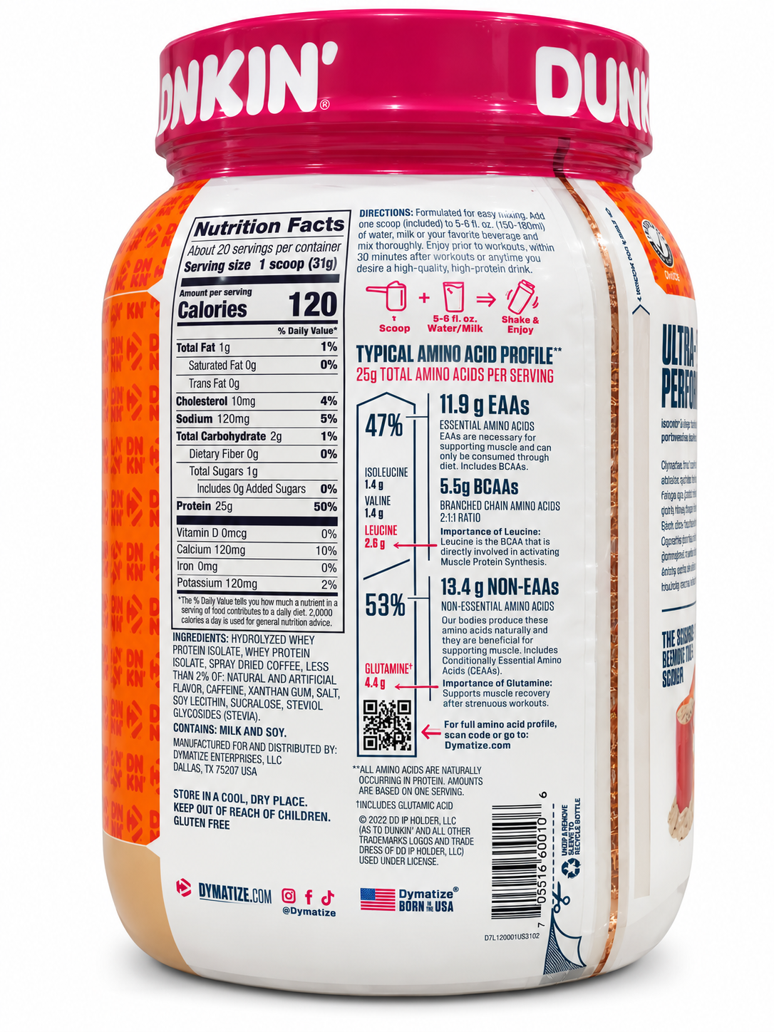 Dymatize ISO100 Hydrolyzed Protein Dunkin’ Cappuccino – 20 Servings