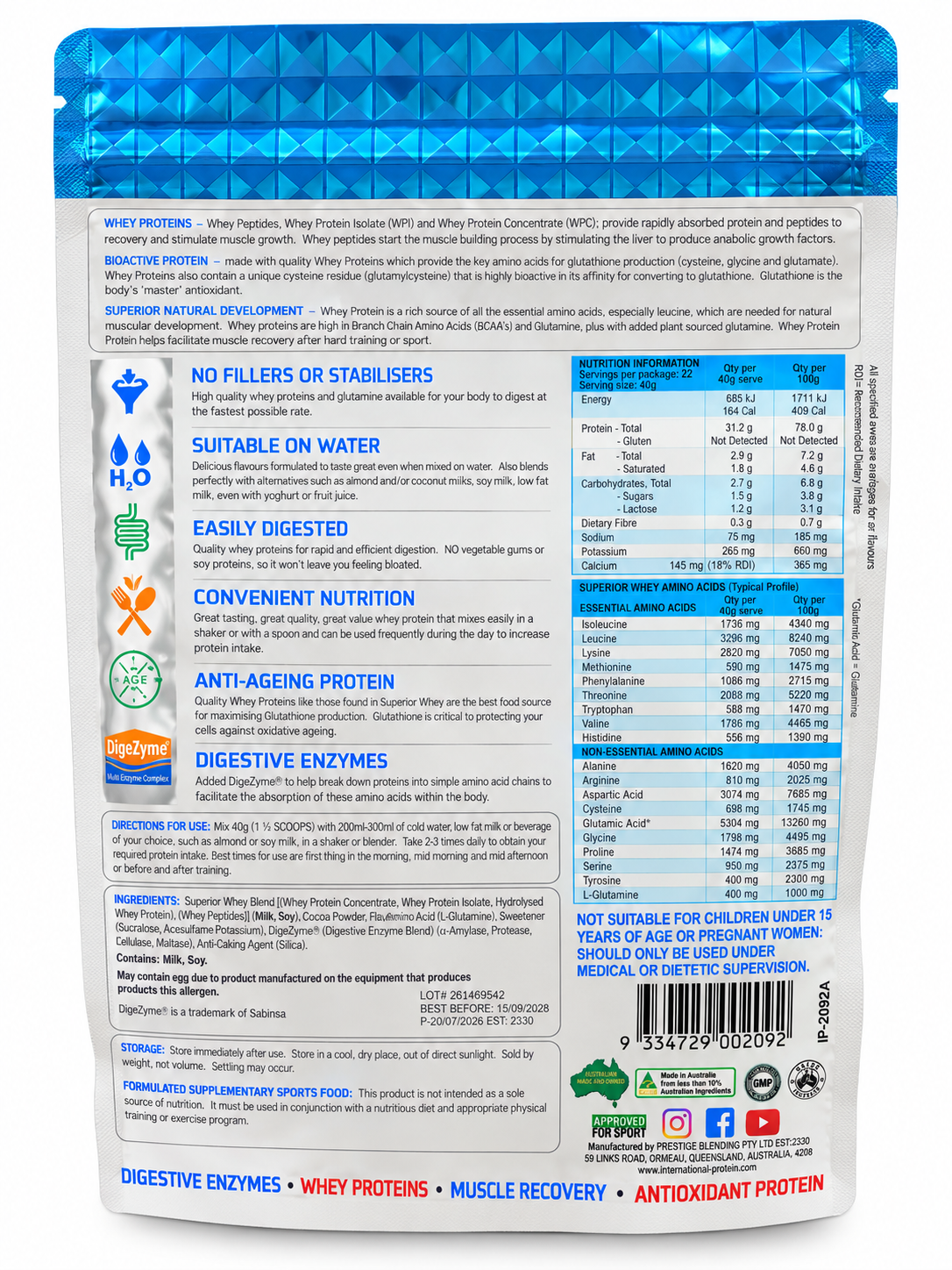 International Protein Superior Whey – Cookies & Cream – 907g (22 Serves)