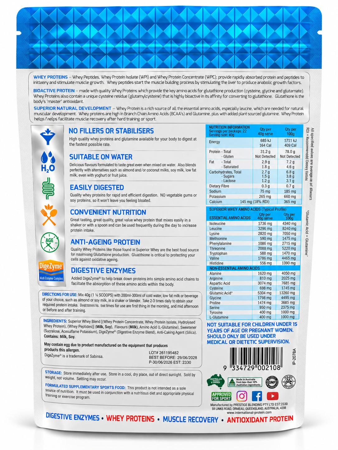 International Protein Superior Whey – Strawberry – 907g (22 Serves)