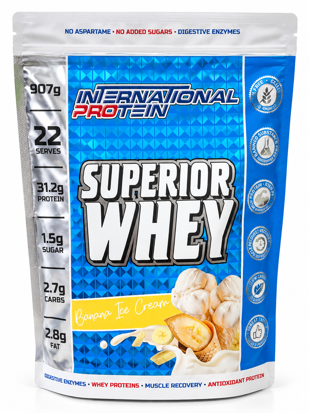 International Protein Superior Whey – Banana Ice Cream – 907g (22 Serves)
