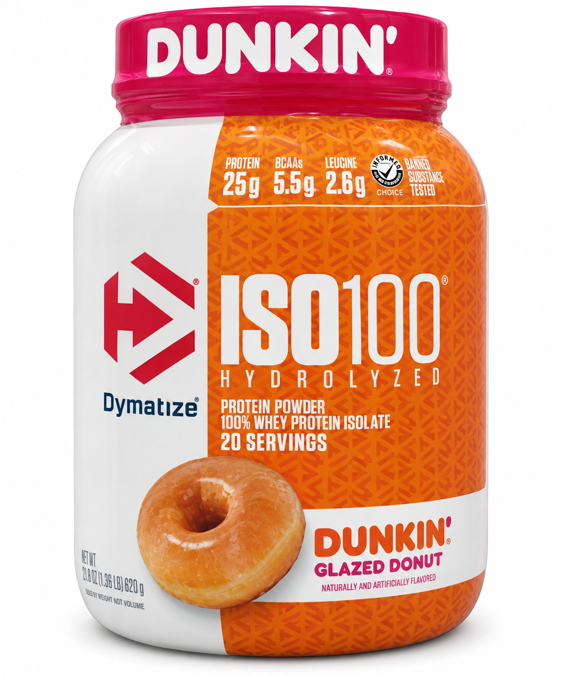 Dymatize ISO100 Hydrolyzed Whey Protein – Dunkin’ Glazed Donut – 20 Servings