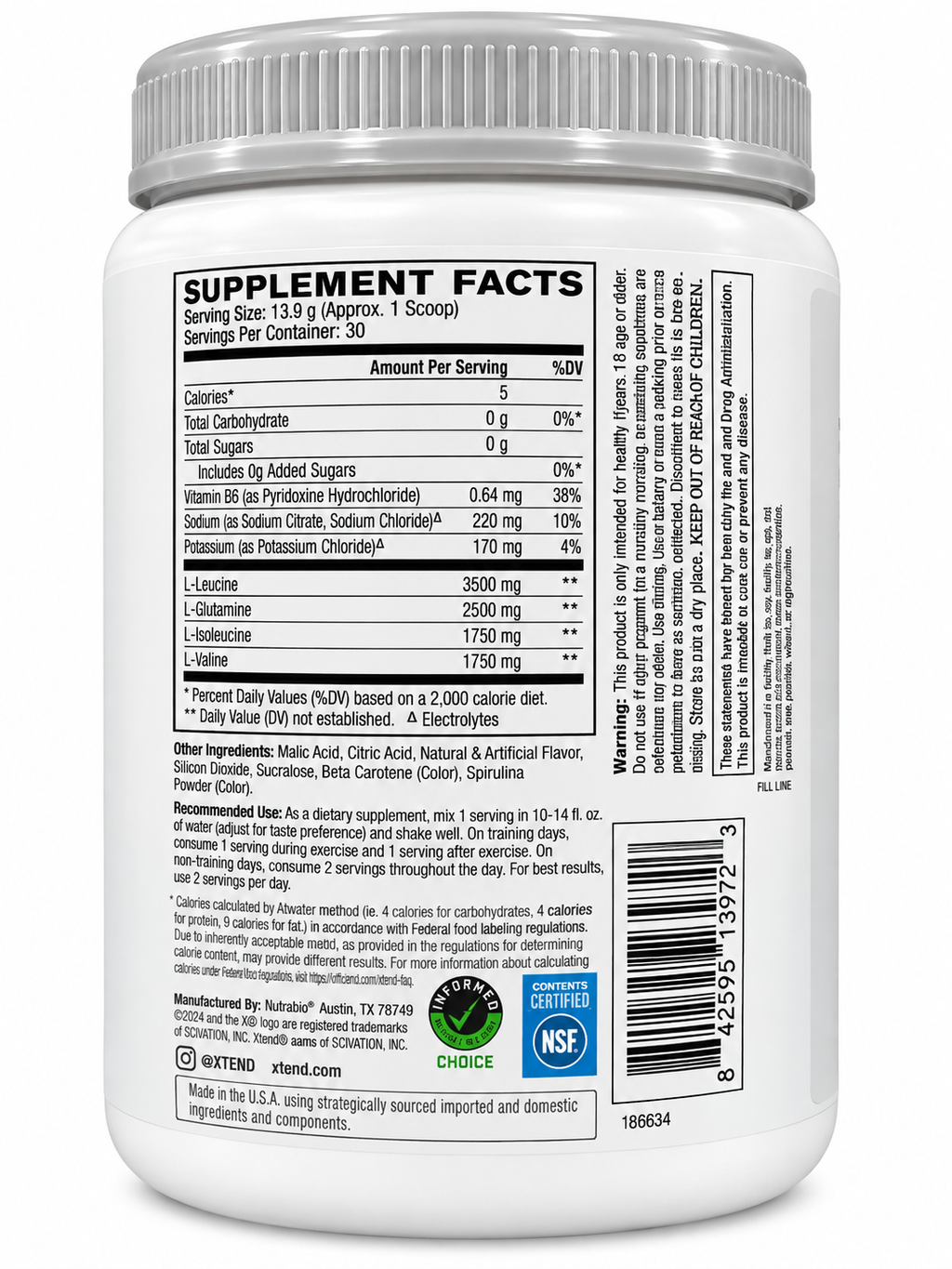XTEND Original 7g BCAA – Jolly Rancher Green Apple – 30 Servings