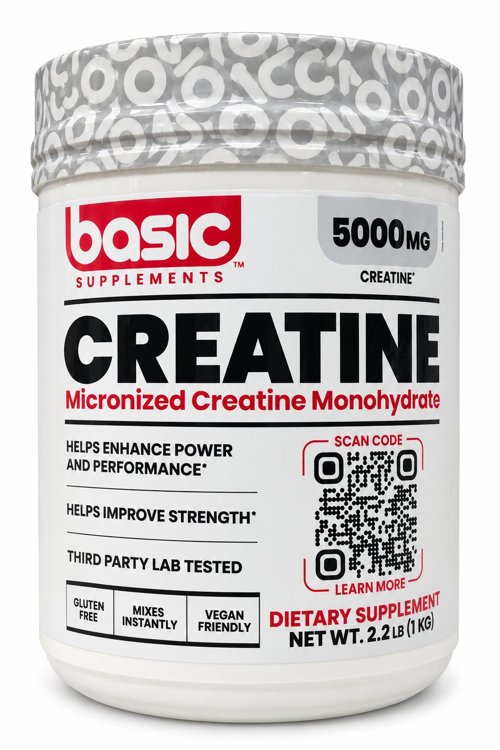 Basic Supplements Creatine 5000mg – Micronized Creatine Monohydrate