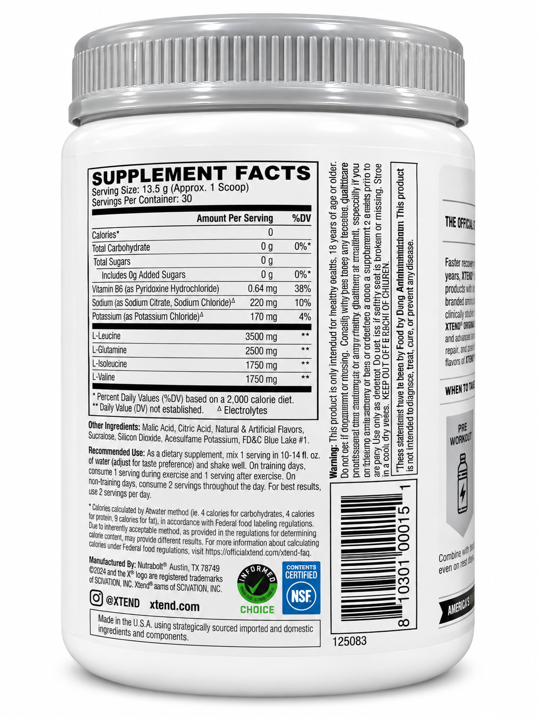 XTEND Original BCAA – Blue Raspberry Ice – 30 Servings